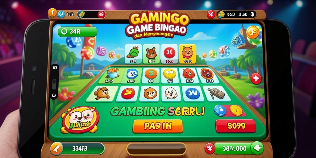 Tampilan gameplay 34R yang penuh warna dan seru saat bermain Bingo.
