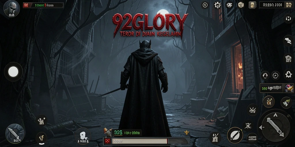 Screenshot utama menampilkan gameplay mencekam di dalam rumah berhantu.