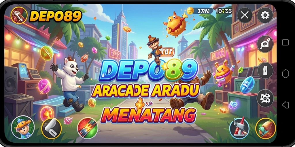Screenshot utama DEPO89 menampilkan aksi seru dalam permainan Arcade.