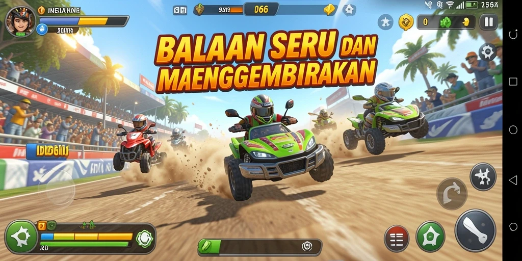 Screenshot ID66 menampilkan aksi balapan yang mendebarkan.