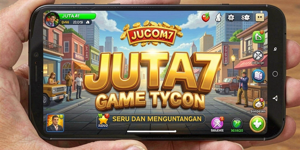 Screenshot JUTA7 menampilkan gameplay pengelolaan bisnis yang menarik.