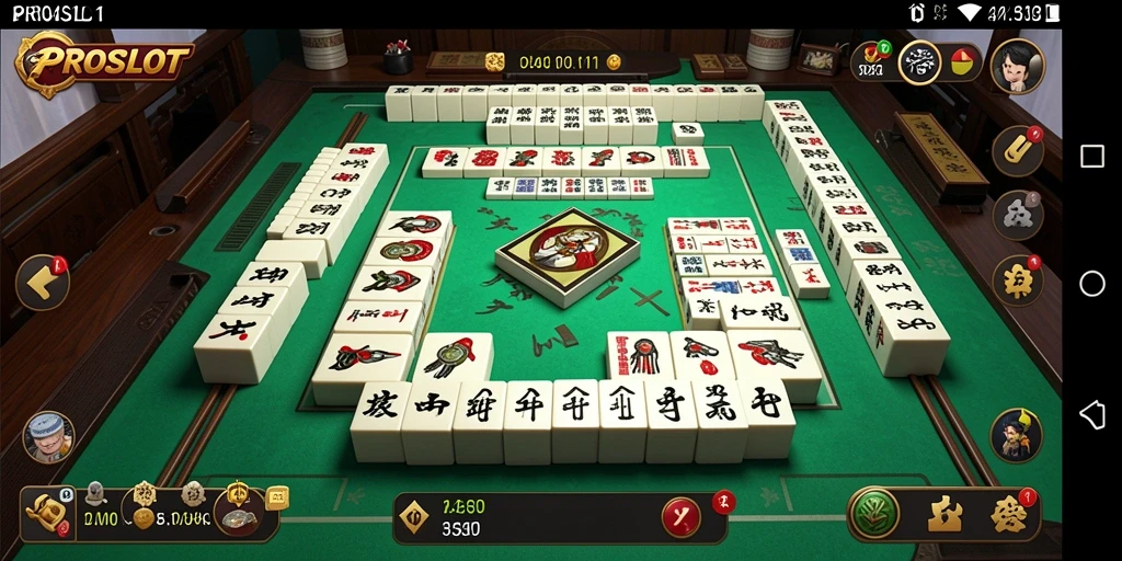 Tangkapan layar PROSLOT menampilkan aksi seru permainan Mahjong.