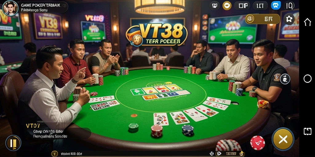 Screenshot gameplay VT38 menampilkan meja poker yang seru dan interaksi pemain.