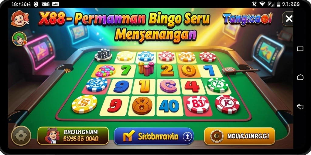 Tampilan gameplay seru dari X88 dengan aksi Bingo yang mendebarkan.