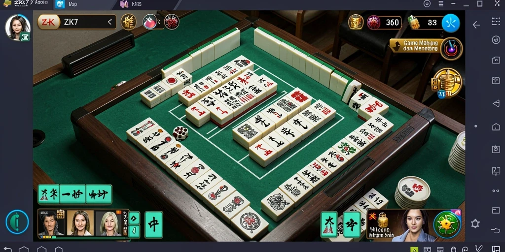 Tampilan screenshot utama ZK7 menunjukkan aksi permainan Mahjong yang mendebarkan.